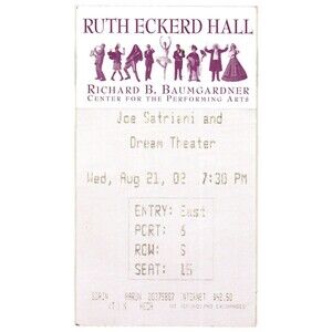 Vintage 2002 Dream Theater Joe Satriani Concert Ticket Stub Clearwater FL